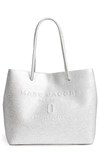 Marc Jacobs Leather Logo Shopper Tote - Metallic In Silver/silver