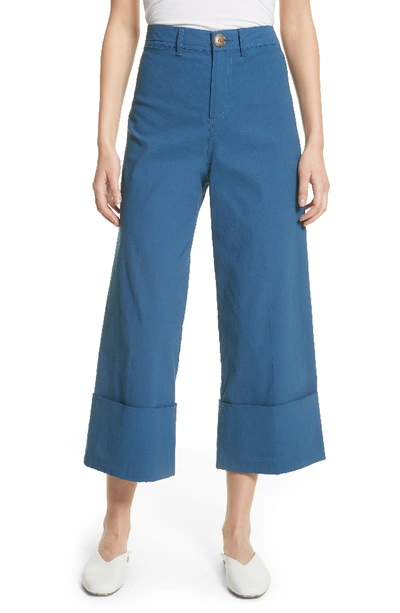 Sea Kamille High-rise Cropped Wide-leg Trousers In Blue