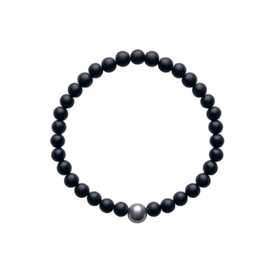 Ora Pearls Aro Men's Tahitian Pearl & Matt Onyx Bracelet In Black