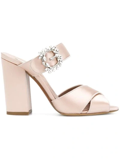 Tabitha Simmons Open Toe Buckled Sandals In Rose Satin