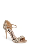 Badgley Mischka Tampa Ankle Strap Sandal In Nude Satin