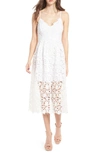 Astr Lace A Line Midi Dress In White