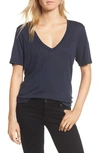 Splendid Cotton Modal Slub V Tee In Navy