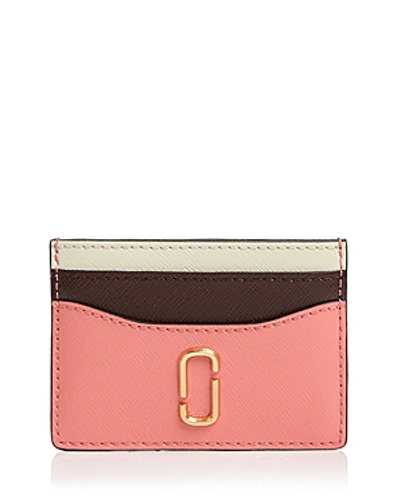 Marc Jacobs Snapshot Leather Card Case In Coral Multi/gold