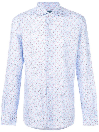 Barba Floral Print Shirt In Blue