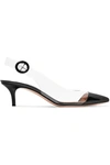 GIANVITO ROSSI 55 PATENT-LEATHER AND PVC SLINGBACK PUMPS