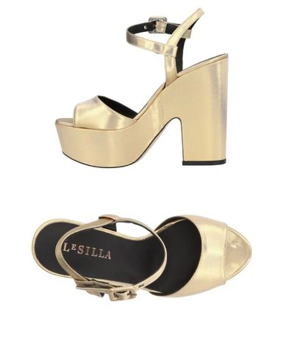 Le Silla 130mm Metallic Lurex Platform Sandals In Gold