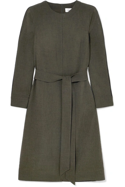 Cefinn Belted Voile Dress In Army Green