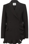 MSGM DOUBLE-BREASTED RUFFLED CREPE BLAZER