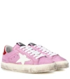 GOLDEN GOOSE MAY GLITTER LEATHER SNEAKERS