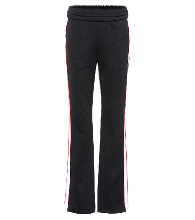 Off-white Striped Satin-jersey Track Trousers In Black