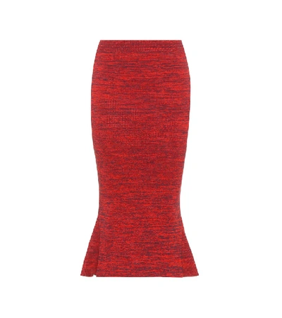 Stella Mccartney 针织棉质中长半身裙 In Red