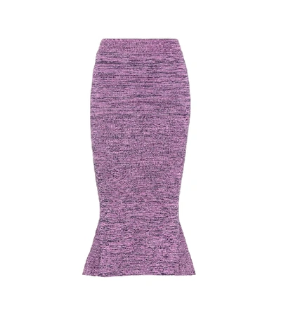 Stella Mccartney Knitted Cotton Midi Skirt In Purple
