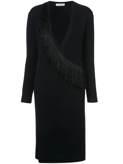 Altuzarra Elian Fringe-trimmed Merino Wool Wrap Cardigan In Black