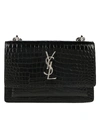 Saint Laurent Monogram Sunset Mini Shoulder Bag In Nero