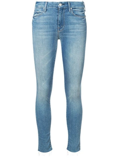 Mother The Weekender Frayed Boot-cut Jeans With Flower In Blue
