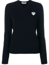 COMME DES GARÇONS PLAY V-NECK LOGO PATCH TOP,AZN05912720849