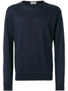 John Smedley Crew Neck Ribbed-knit Edge Sweatshirt In Blue