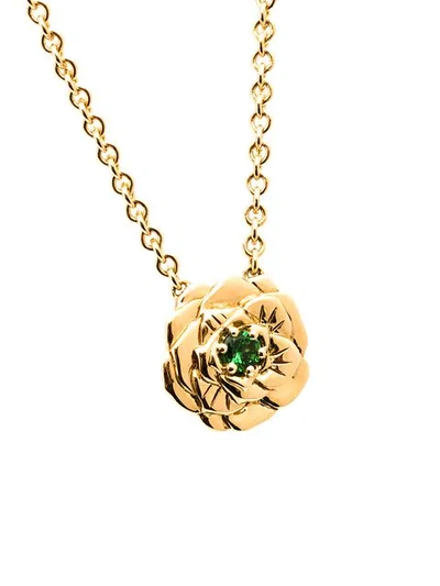 Aurelie Bidermann Gold Green Rose Pendant Necklace