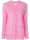 MOSCHINO MOSCHINO STUDDED MID-LENGTH CARDIGAN - PINK,A0927050212697127