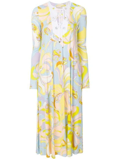 Emilio Pucci Designer Print Dress In Yellow Multi