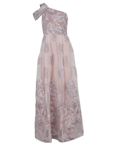 Marchesa Notte Pink One Shoulder Fils Coupe Gown In Blush