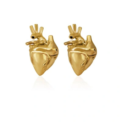 Strange Fruit Heart Studs Gold