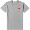 Comme Des Garçons Play Comme Des Garcons Play Grey And Red Double Heart T-shirt In Grey