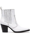 GANNI WHITE CALLIE 70 LEATHER ANKLE BOOTS,S069815112578538