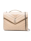 Saint Laurent Cream Lou Lou Large Leather Shoulder Bag In Neutrals