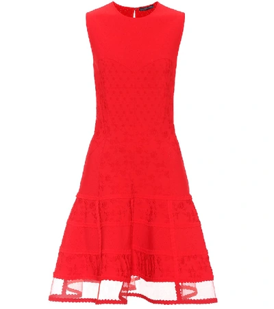 Alexander Mcqueen Sleeveless Jacquard-knit Flared Dress In Lust Red