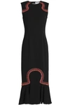 OPENING CEREMONY OPENING CEREMONY WOMAN EMBELLISHED EMBROIDERED CREPE MIDI DRESS BLACK,3074457345618508964