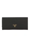 Prada Logo-plaque Folding Wallet In Black