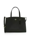 Coach Charlie Polished Pebbled Leather Carryall Tote Bag In Black