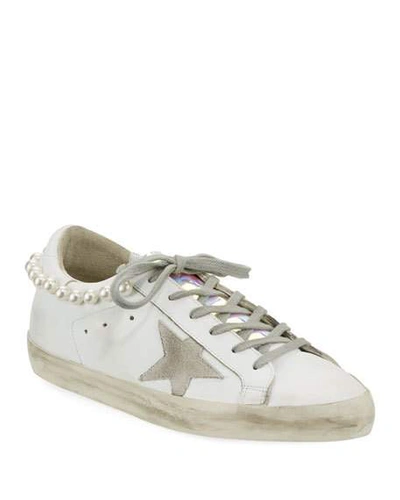 Golden Goose Superstar Sneaker In Pearl White Necklace