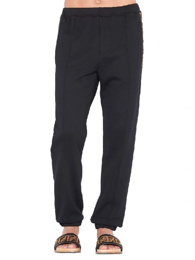 Fendi Flocked-logo Jersey Track Pants In Noir