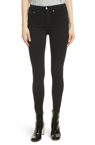 Rag & Bone Isabel High-rise Moto-inspired Skinny Jeans In Black