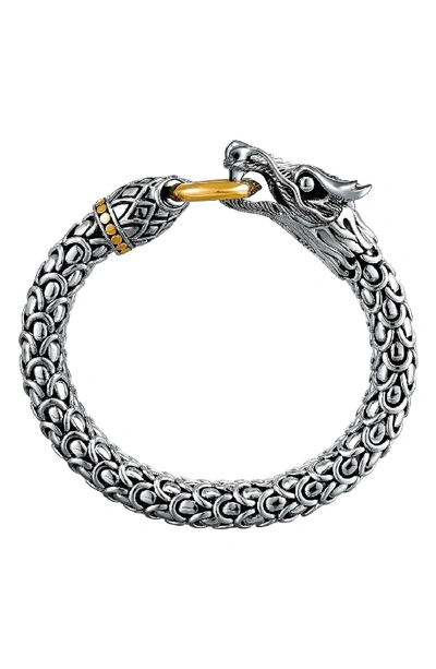 John Hardy 18k Yellow Gold Silver Scaly Naga Chain Bracelet In Silver Gold