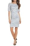 Eliza J Lace Sheath Dress In Ivory/ Blue