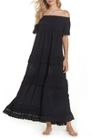 Muche Et Muchette Esmerelda Off The Shoulder Cover-up Maxi Dress In Black