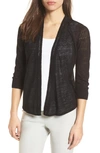 Nic + Zoe Nic+zoe '4-way' Convertible Three-quarter Sleeve Cardigan In Black Onyx