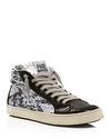P448 WOMEN'S SKATE BS SEQUINED LEATHER HIGH TOP SNEAKERS,E8SKATEBS