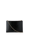 WHISTLES RIVINGTON SHINY CROC-EMBOSSED LEATHER CLUTCH,26818