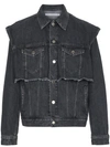 JOHNLAWRENCESULLIVAN Black Distressed Denim Jacket,1A01403184212642674