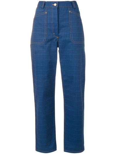Jw Anderson Check Print Trousers In Blue