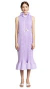 Tibi Pleated Belted Light Purple Dress In Lavender