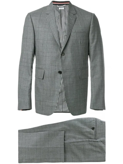 Thom Browne Classic Suit With Tie In Gingham Prince Of Wales Cool Wool In Grey