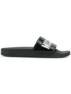 Moschino Black Logo Pool Slides In Black
