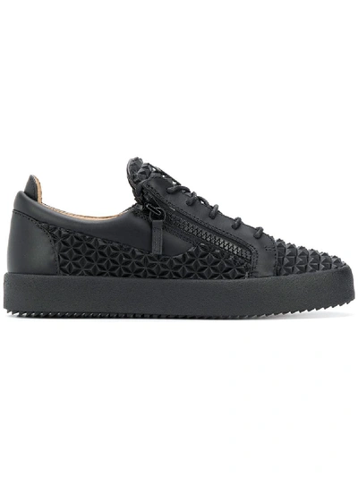 Giuseppe Zanotti - 3d Leather Low-top Trainer The Manhattan In Black