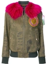 MR & MRS ITALY FUR ARM PATCH BOMBER,BB092E12664091